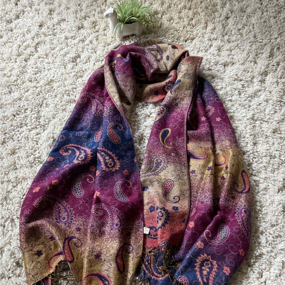 Purple and Gold Paisley Scarf Wrap